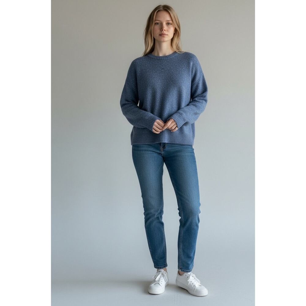 Madewell XL Blue Merino Wool Alpaca Blend Sweater Cozy Luxe Minimal